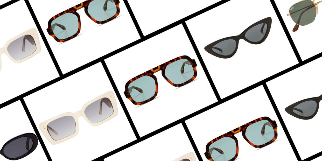 a collage of sunglasses to illustrate a guide to editors best sunglasses of 2023