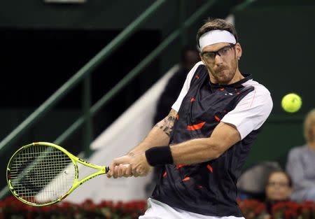 Tennis - Qatar Open - Men's Singles - Andy Murray of Britain v Gerald Melzer of Austria - Doha, Qatar - 4/1/2017 - Melzer in action. REUTERS/Naseem Zeitoon