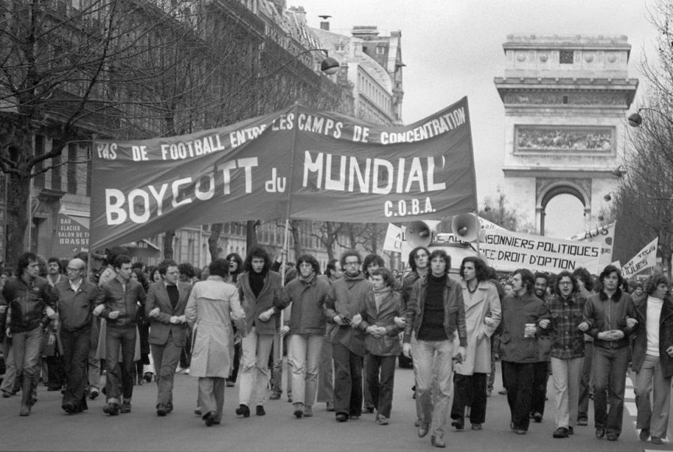 Thousands protested in Paris against the staging of the 1978 World Cup (AFP via Getty Images)