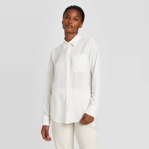 Prologue Long-Sleeve Open-Front Button-Down Shirt