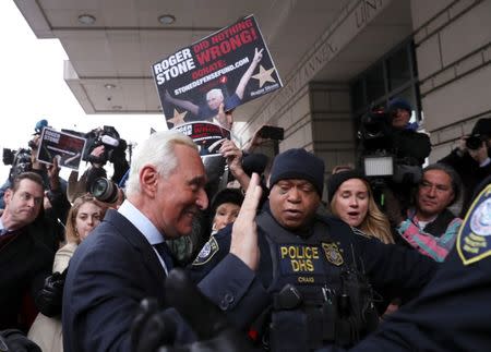 Roger Stone, longtime political ally of U.S. President Donald Trump, arrives for his arraignment at U.S. District Court in Washington, U.S., January 29, 2019. REUTERS/Leah Millis