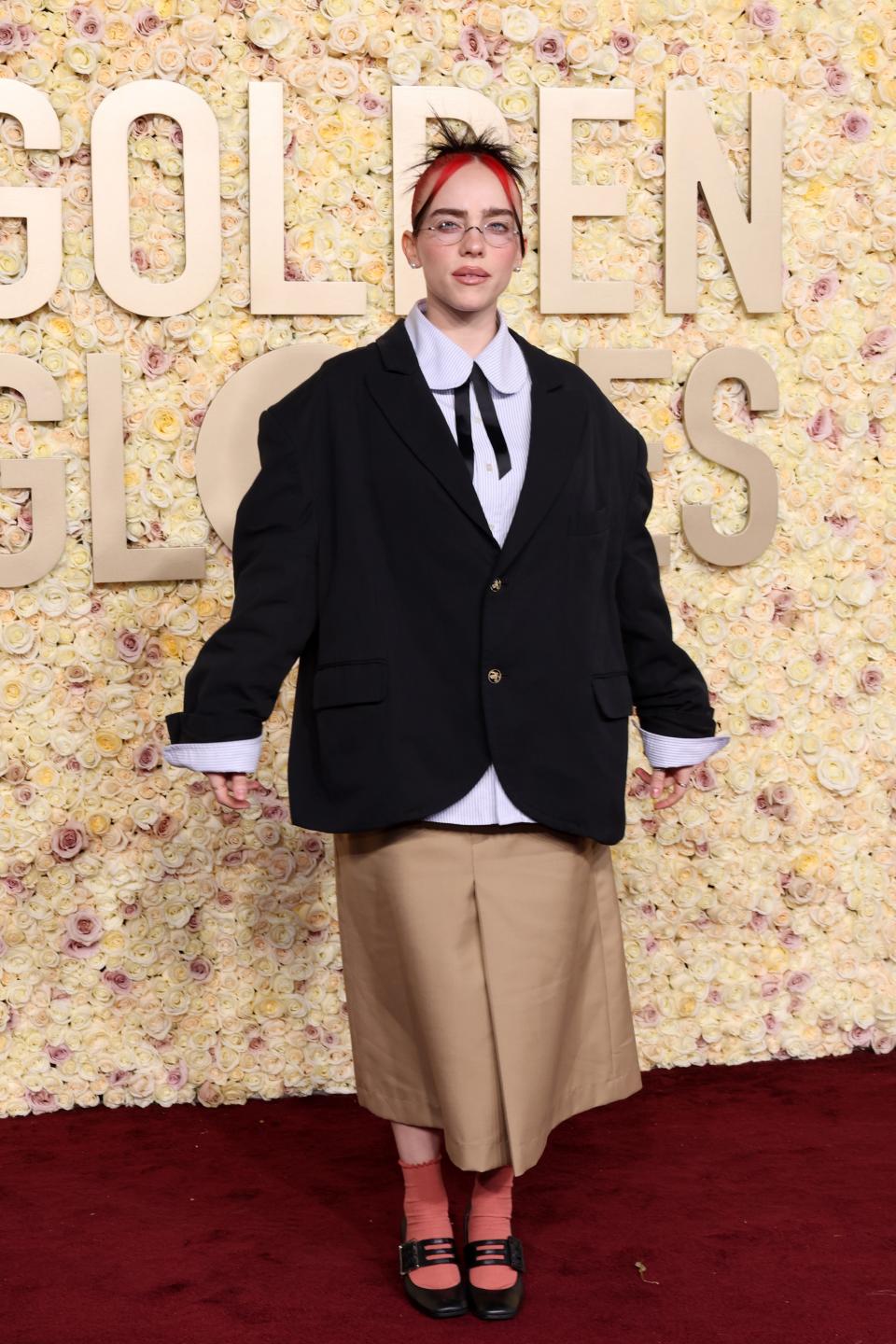 Billie Eilish in Willy Chavarria at the 2024 Golden Globes.