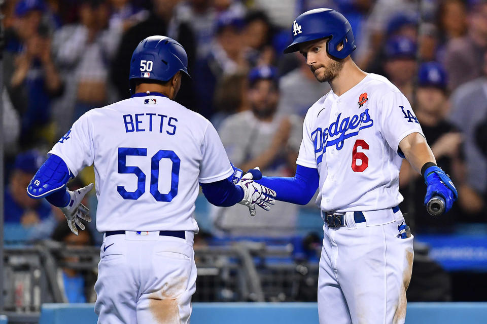 Dodgers outfielder Mookie Betts and shortstop Trea Turner.