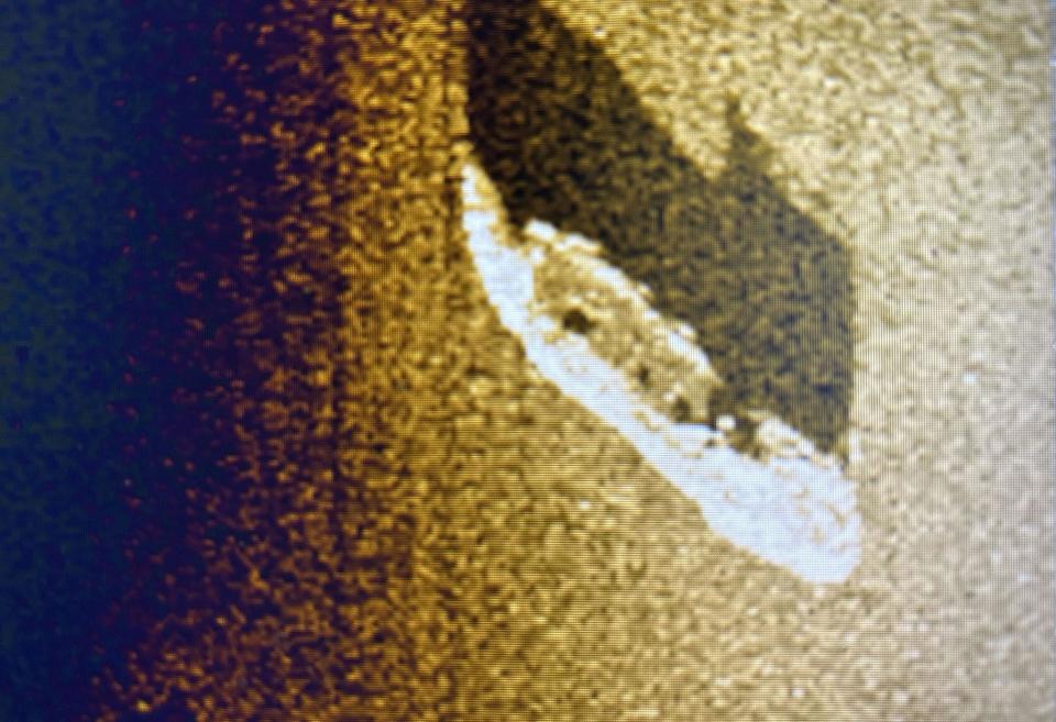 Sonar showing the steamship Milwaukee. / Credit: Michigan Shipwreck Research Association