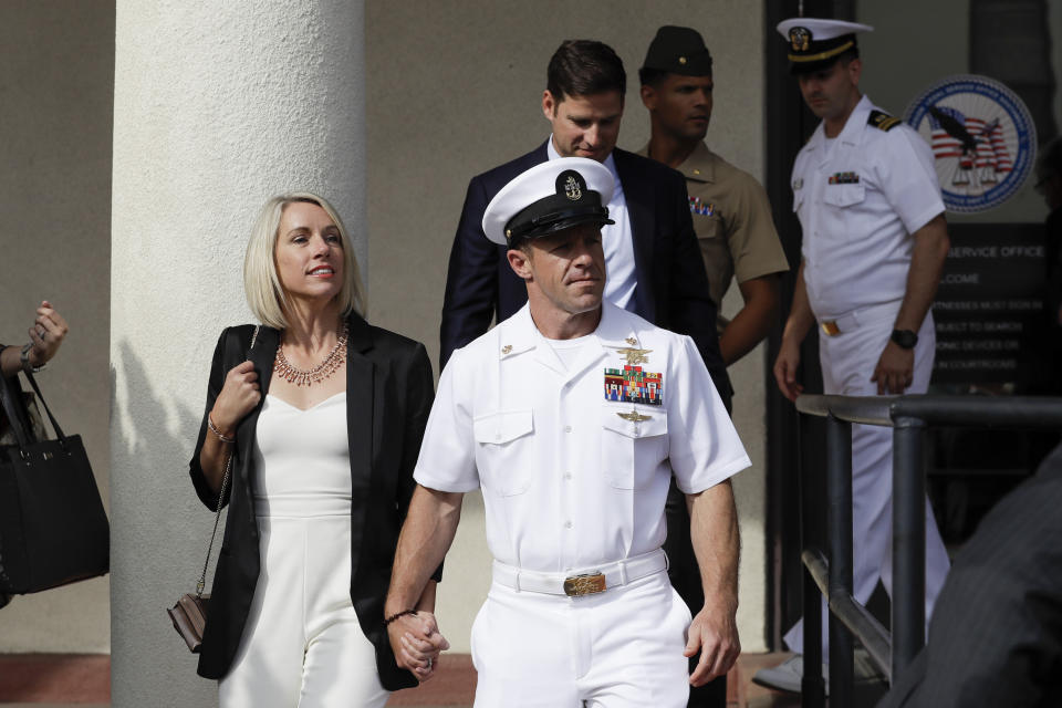 Trump pardoned Navy Special Operations Chief Edward Gallagher (pictured) and two Army officers for war crimes charges. (Photo: ASSOCIATED PRESS)