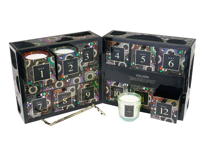 Japonica Advent Calendar Candle Set with candle and wick trimmer