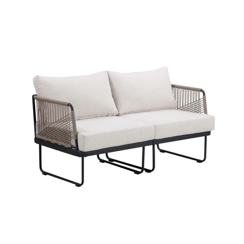 Modern Outdoor Patio Cushioned Cord Loveseat