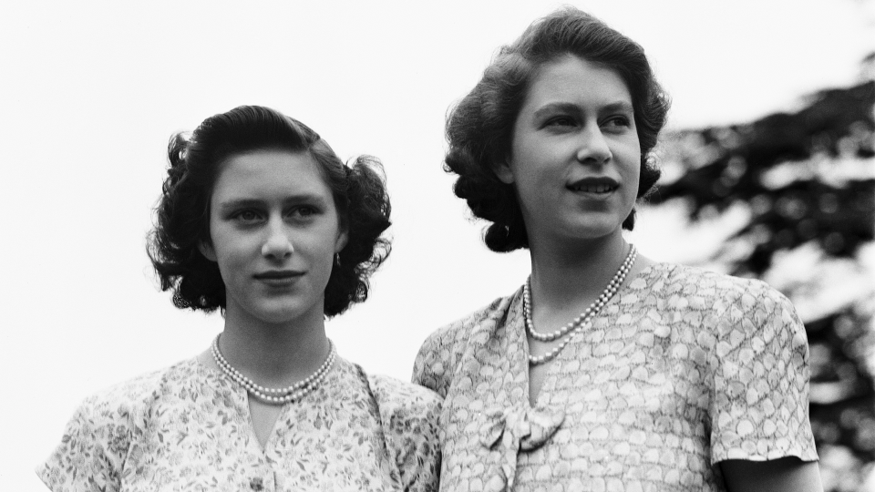 <p> While her sister - the future Queen Elizabeth - was helping with the war effort, Princess Margaret was too young to perform official duties when fighting broke out. However, she was in her teens by the time the fighting ended - and she posed for a photo with her older sibling just outside Windsor Castle in 1946. </p>