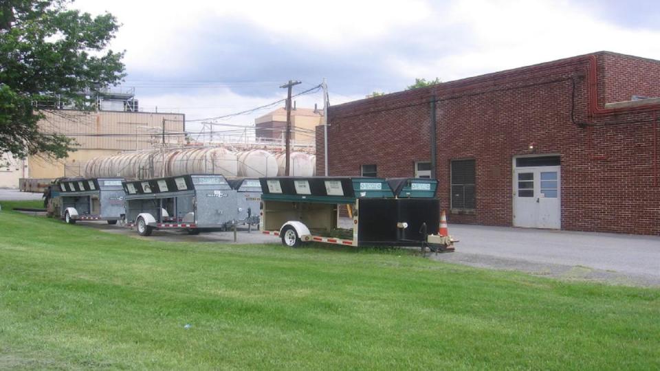 The first lab waste storage tanks to fail at Fort Detrick's steam sterilization plant in May 2018 were located inside this brick building, flooding its basement with a mixture of wastewater and rainwater. (Maryland Department of the Environment)