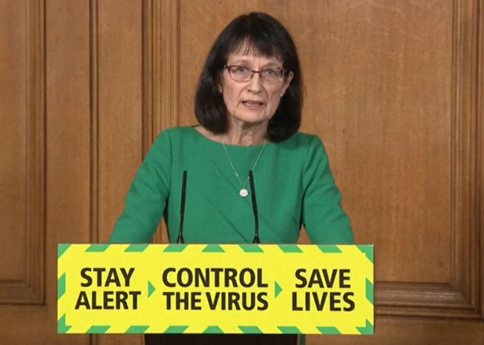 Screen grab of Deputy Chief Medical Officer Dr Jenny Harries during a media briefing in Downing Street, London, on coronavirus (COVID-19).