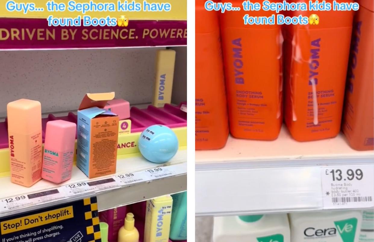 A TikToker captured the aftermath of children looking at skincare products in Boots (Credit: TikTok)