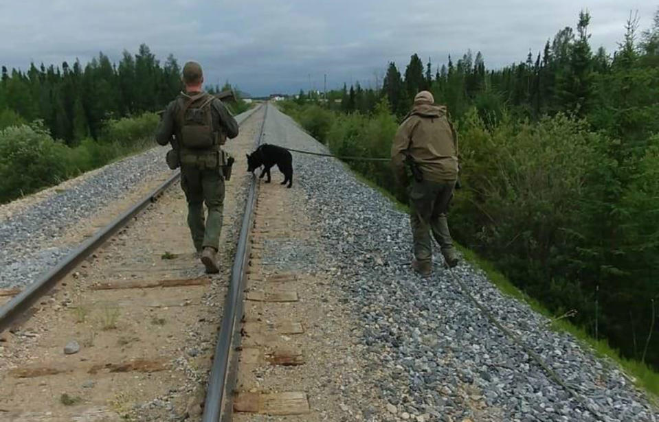The RCMP and sniffer dogs hunt the suspected killers of Australian Lucas Fowler and his American girlfriend Chynna Deese in British Columbia. Source: RCMP
