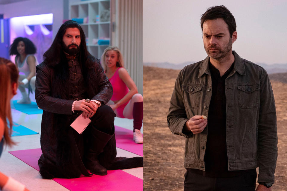 Left: Kayvan Novak in ‘What We Do in the Shadows’; Bill Hader in ‘Barry.’