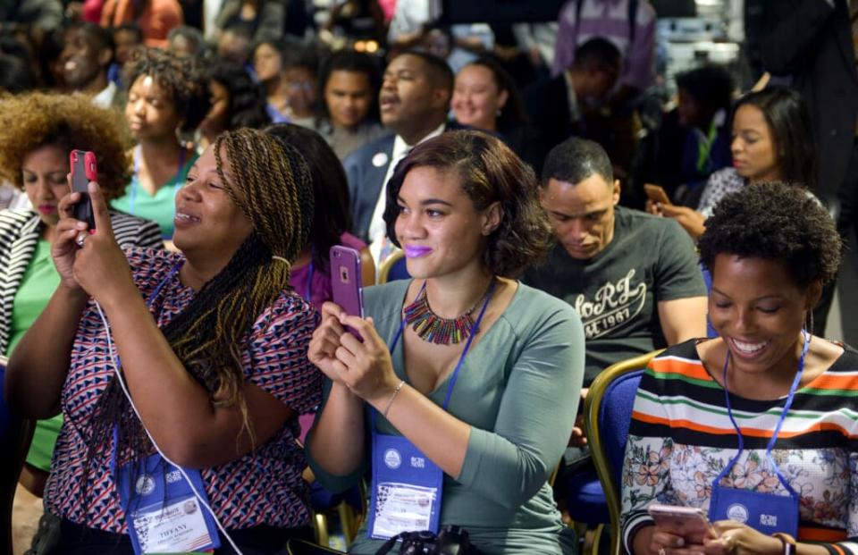 Attendees of the WGN America’s “Underground” reception listen to a Q&A session during the 2016 NABJ/NAHJ Convention at Washington Marriott Wardman Park in Washington. White House press secretary Karine Jean-Pierre will address the two groups on Saturday during their 2022 joint convention in Las Vegas. (Photo by Leigh Vogel/Getty Images for WGN America)