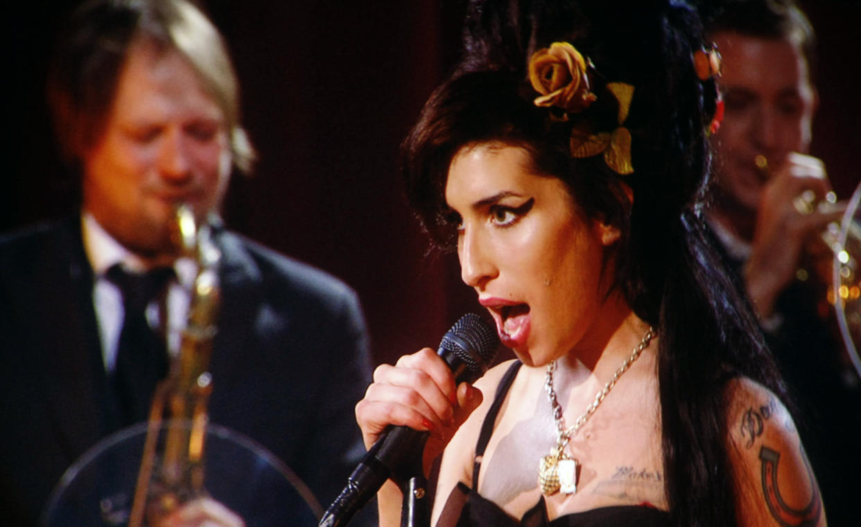 Amy Winehouse performs via satellite from London for the 50th Annual Grammy Awards in 2008. (Photo: Reuters/Mike Blake)