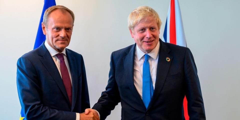 Donald Tusk and Boris Johnson