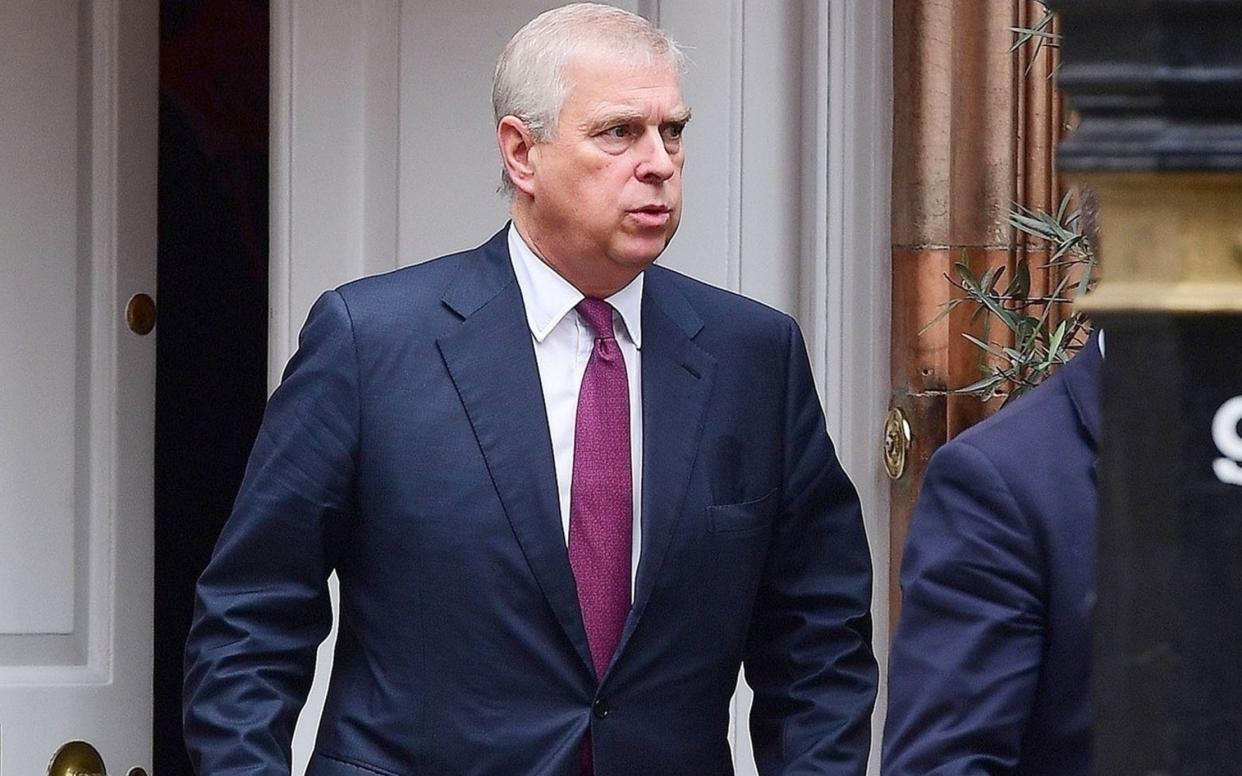 Prince Andrew is spotted leaving a lunch meeting at Harry's Bar Members Club, seconds apart from Johan Eliasch - DASA, CRHA