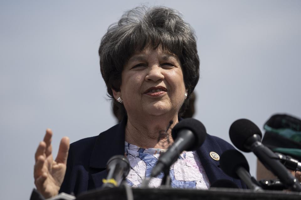 Rep. Lois Frankel, D-Fla., speaks at a news conference in 2018.