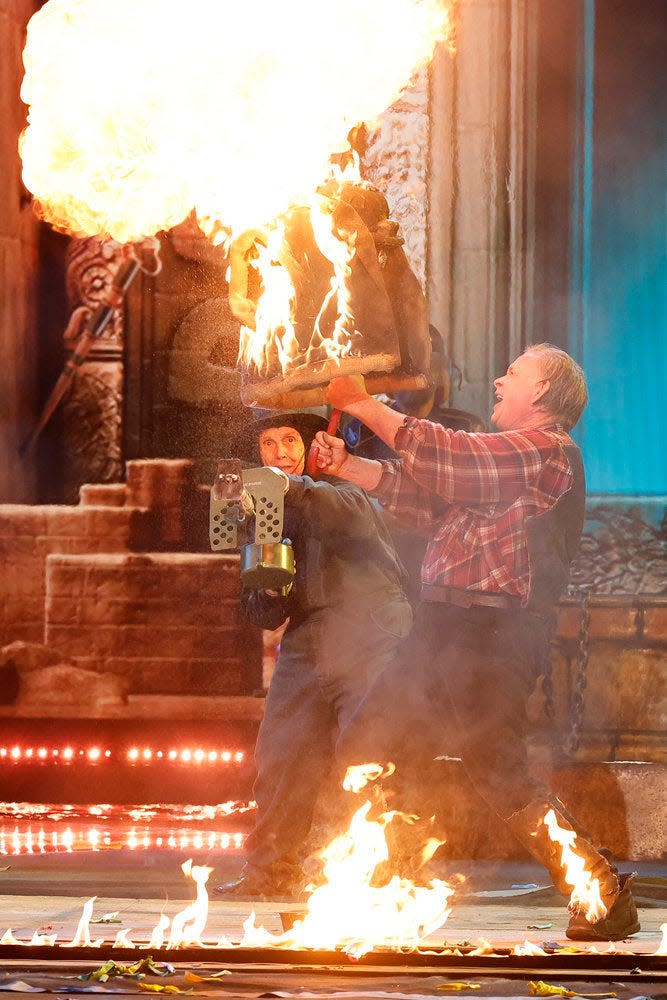 Stunt artist Ray Wold, right, thrilled the judges and studio audience with his death-defying mother-son act.