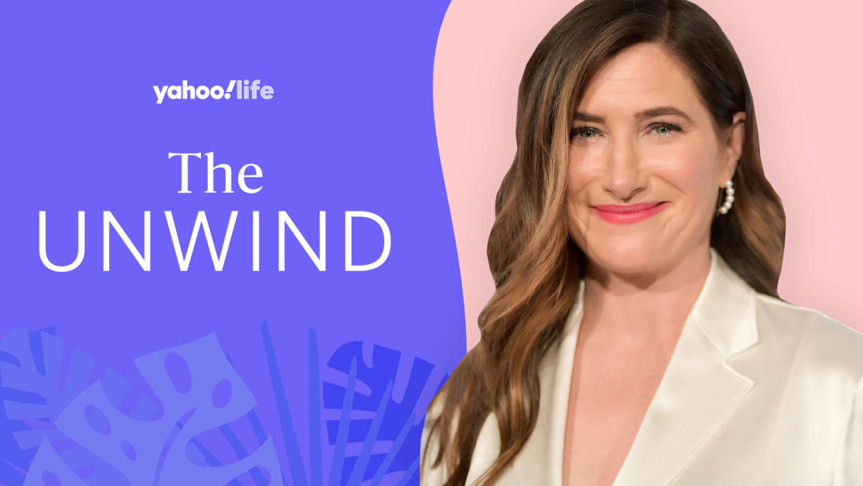 Kathryn Hahn says meditating, stretching and having clean, orderly space are key to her mental health. (Photo: Getty Images; designed by Quinn Lemmers)