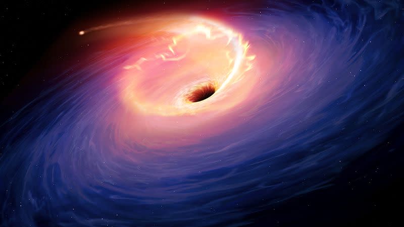  bright material from a star spirals around a black hole 