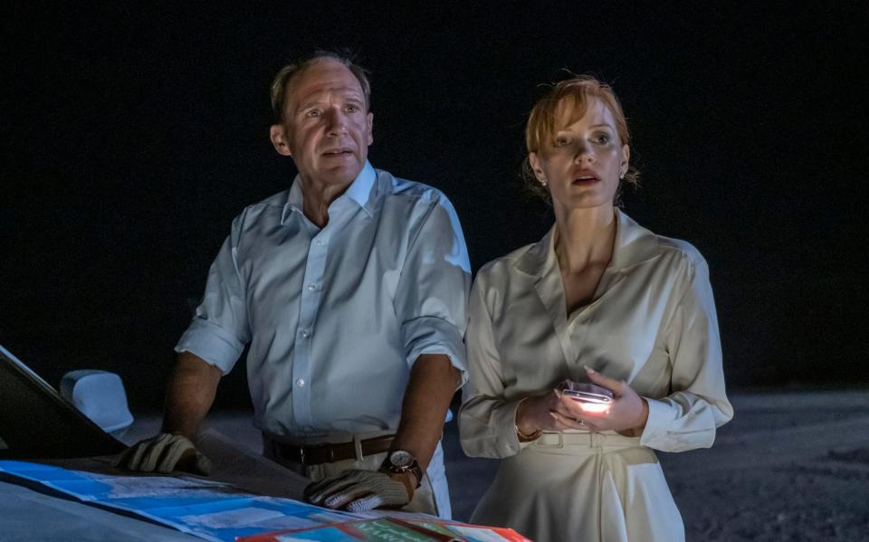 Ralph Fiennes and Jessica Chastain in The Forgiven - Nick Wall