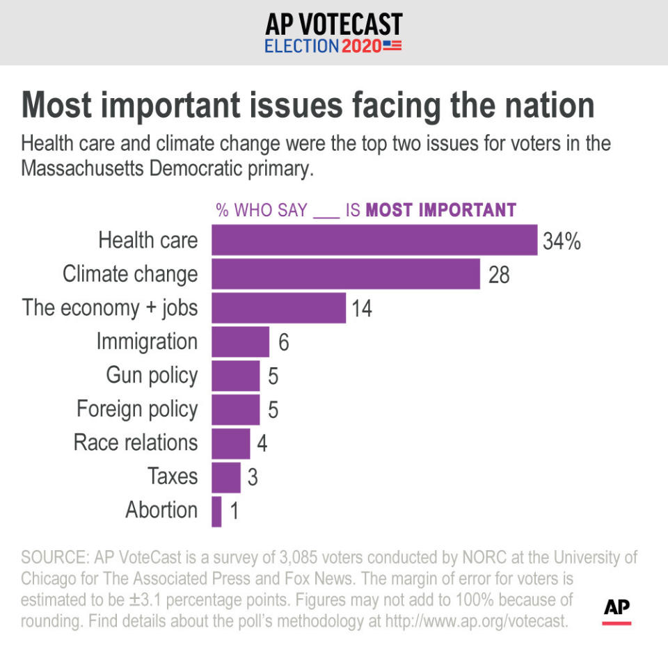 Most important issues for Democratic voters in Massachusetts;