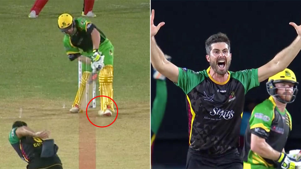 Ben Cutting benefitted from a ridiculous LBW call in the CPL. Pic: Fox Sports