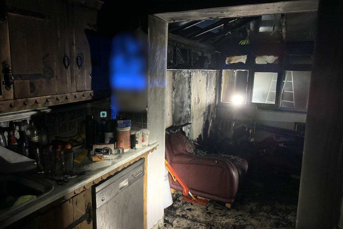 Blaze - the couple were rescued from the upper floor of their home <i>(Image: Essex Fire and Rescue Service)</i>