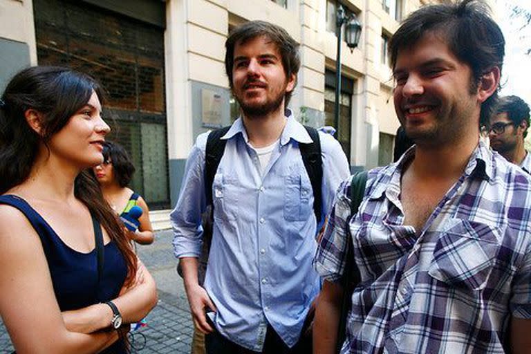 Camila Vallejo, Giorgio Jackson y Gabriel Boric, durante las protestas estudiantiles