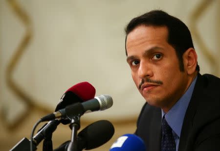 Qatari Foreign Minister Sheikh Mohammed bin Abdulrahman al-Thani attends a news conference in Rome, Italy, July 1, 2017. REUTERS/Alessandro Bianchi