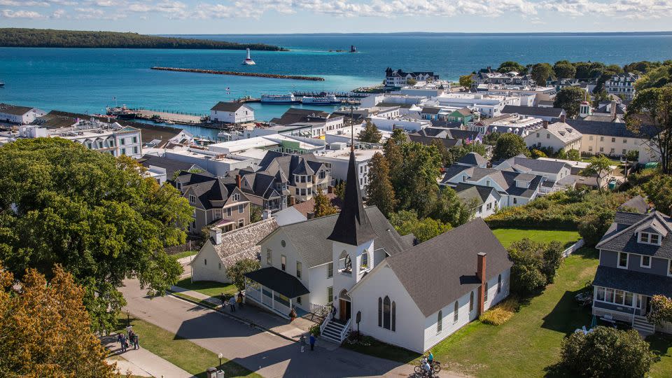 Picturesque Mackinac Island Village is crowded with visitors come summertime. - Wiltser/E+/Getty Images