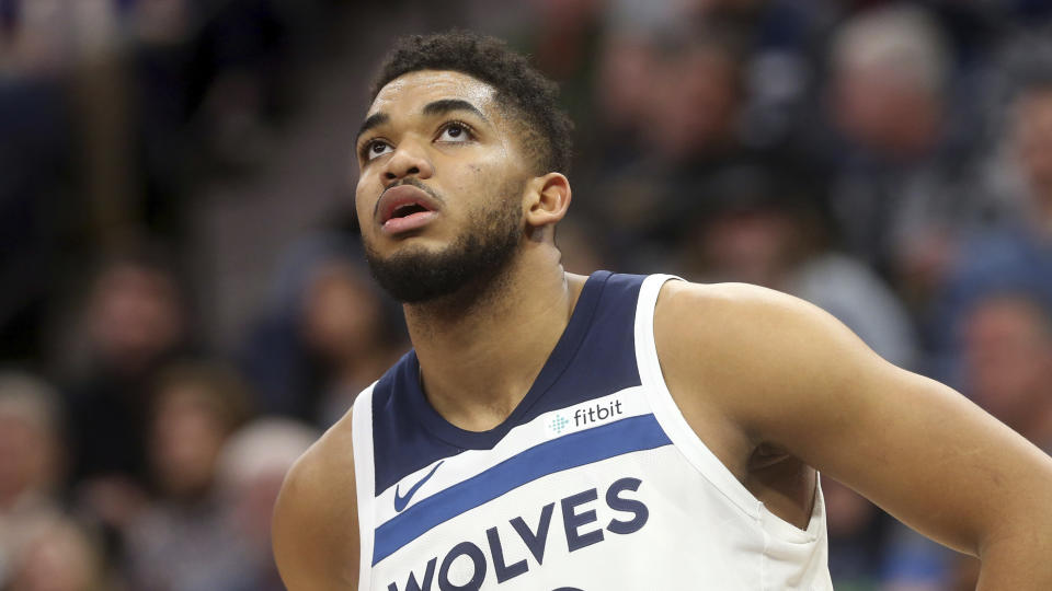 Karl-Anthony Towns showed some flashes of improved defense against the Rockets. (AP)