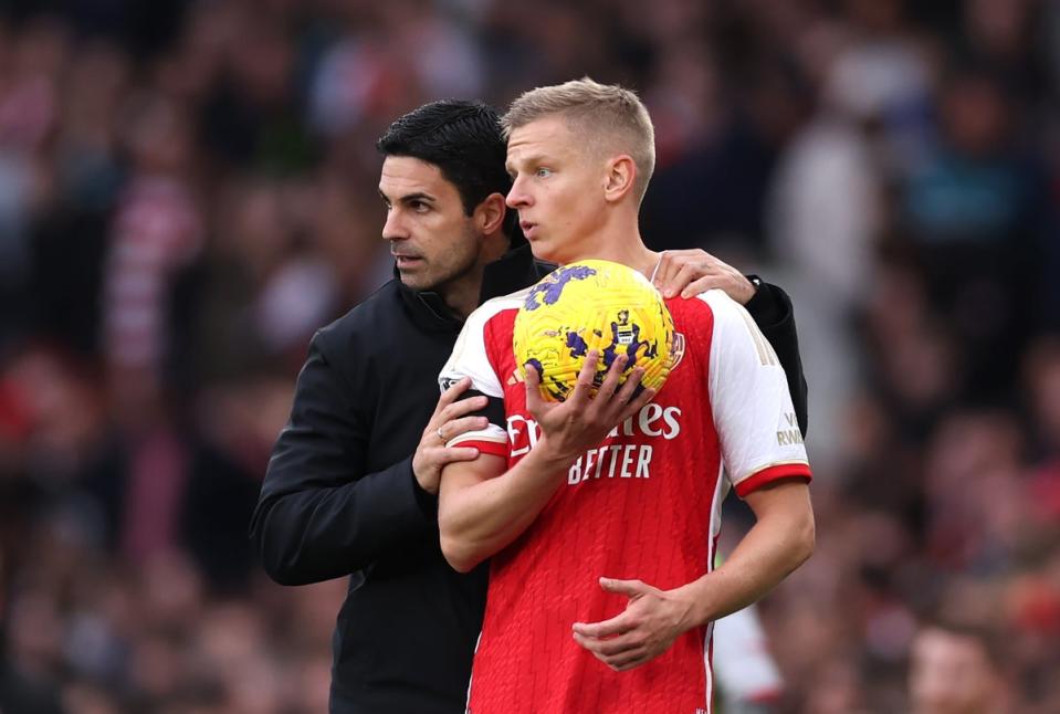 Mikel Arteta would prefer to keep Oleksandr Zinchenko at left-back for Arsenal (Getty Images)