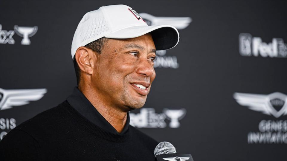 An ad claimed that Tiger Woods stormed off in the middle of an interview then revealed the final truth. Keyur Khamar/PGA TOUR via Getty Images