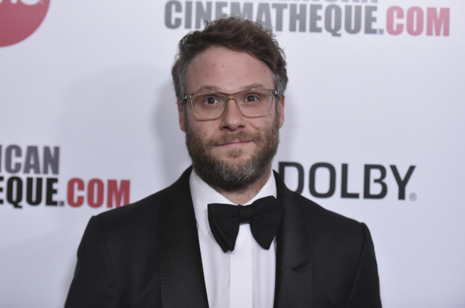 Seth Rogen arrives at the 33rd American Cinematheque Award honoring Charlize Theron at the Beverly Hilton Hotel on Friday, Nov. 8, 2019, in Beverly Hills, Calif. (Photo by Richard Shotwell/Invision/AP)