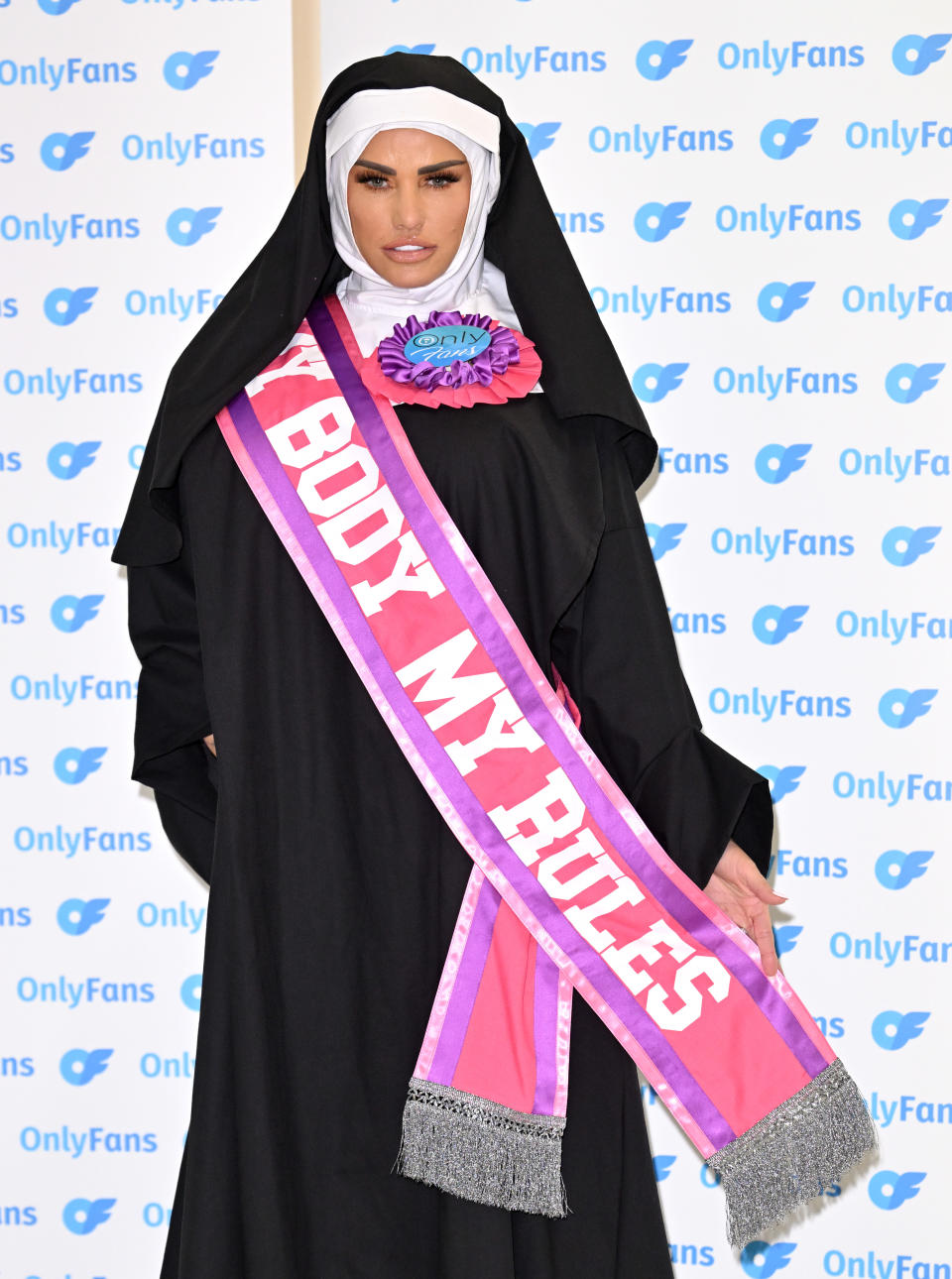 LONDON, ENGLAND - JANUARY 26: Katie Price launches her new OnlyFans Channel at Holborn Studios on January 26, 2022 in London, England. (Photo by Karwai Tang/WireImage)