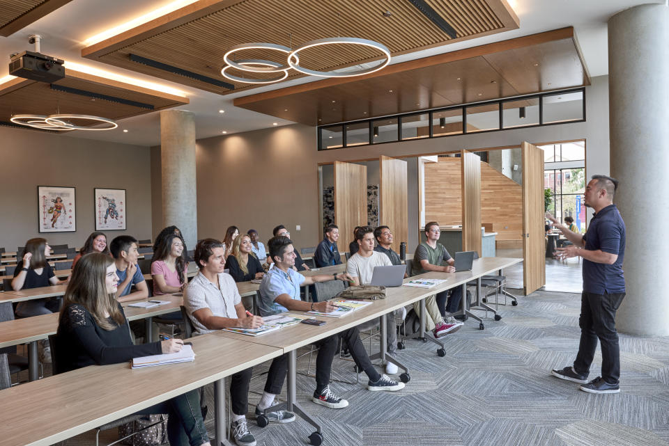 Plaza Verde at UCI in Irvine, California is an undergraduate student housing complex with a classroom space on the lower level of the community center. (Source: Creative Noodle)