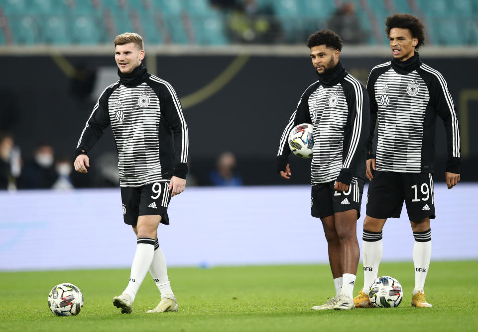 Der Zukunftskern der DFB-Elf: Timo Werner, Serge Gnabry und Leroy Sané. (Bild: Maja Hitij/Getty Images)