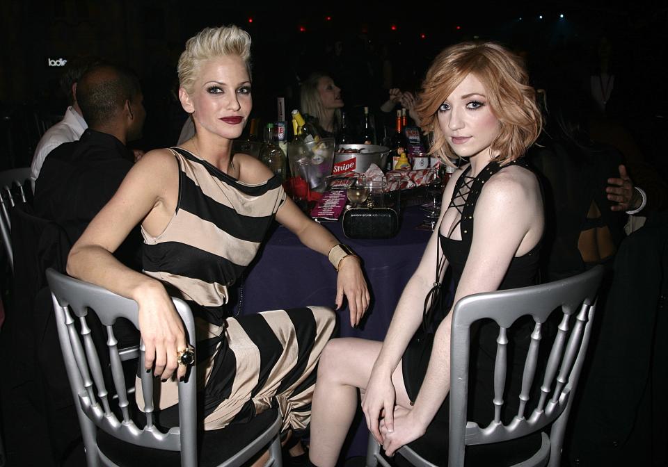 Sarah Harding and Nicola Roberts of Girls Aloud at the Shockwaves NME Awards 2009 at the 02 Academy, Brixton, London   (Photo by Yui Mok - PA Images/PA Images via Getty Images)