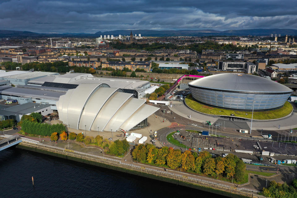 GLASGOW, SCOTLAND - OCTOBER 13: A general view of the Scottish Events Centre (SEC) on October 13, 2021 in Glasgow, Scotland. COP26 will officially begin on Sunday October 31 with the procedural opening of negotiations and finish on Monday November 12th. (Photo by Jeff J Mitchell/Getty Images)