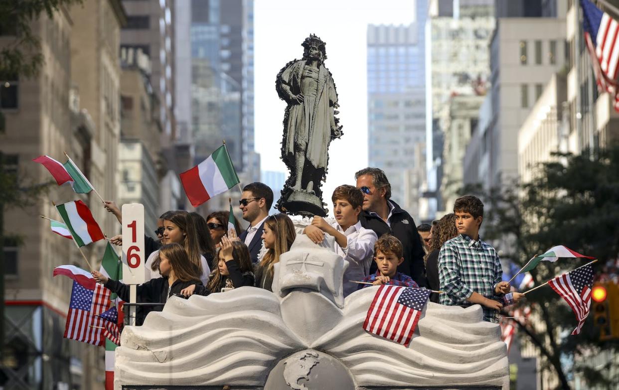 A float featuring Christopher Columbus makes its way down Fifth Avenue during the 75th annual Columbus Day Parade on Oct. 14, 2019, in New York. <a href="https://www.gettyimages.com/detail/news-photo/float-featuring-christopher-columbus-makes-its-way-up-fifth-news-photo/1175970486?adppopup=true" rel="nofollow noopener" target="_blank" data-ylk="slk:Drew Angerer/Getty Images;elm:context_link;itc:0;sec:content-canvas" class="link ">Drew Angerer/Getty Images</a>