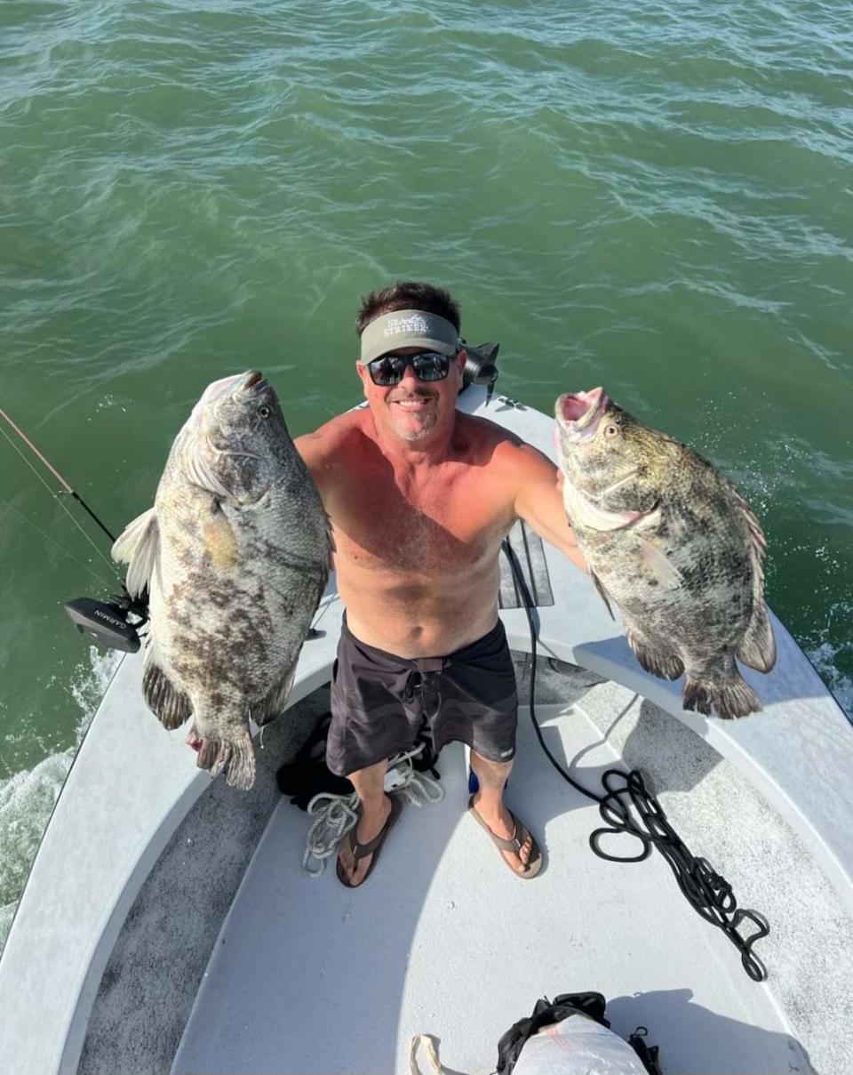 Two large tripletail were caught Jan. 26, 2024 on live shrimp from Capt. Joe's Bait & Tackle in Fort Pierce.