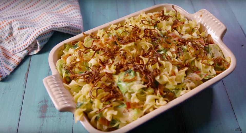 Bacon Brussels Sprouts Noodle Bake