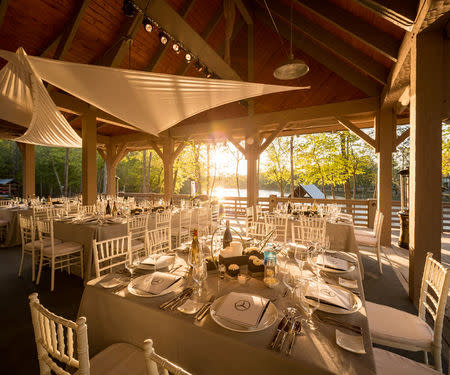 A dinner is set up at the Mercedes-Benz USA hospitality area at River Island in Augusta, Georgia, in this undated handout photo. Jensen Larson Photography/Mercedes-Benz USA - 2017 Masters Experience/Handout via REUTERS