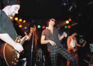 <p>Danny Saber, Bernard Fowler, Michael Hutchence, Stevie Salas, perform at the Nicklebag concert at the Viper Room in Los Angeles, California on November 5, 1997.</p>