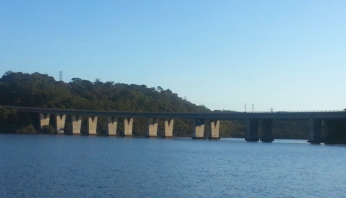 Roads and Maritime Services confirmed they arrived at Alfords Point Bridge (pictured) at 2pm Tuesday and worked with Water Police to retrieve the deer. Source: Google Maps