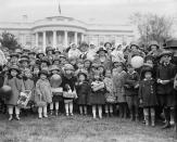 <p>A group of people gather on the lawn of the White House for the annual Easter Egg Roll, April 21, 1924, in Washington. (Photo: Library of Congress) </p>