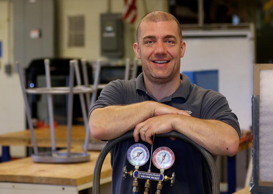 Derek Dagesse, an HVAC instructor at Assabet Valley Regional Technical High School in Marlborough, at school, July 19, 2022. He is a finalist for a Harbor Freight Tools for Schools Prize for Teaching Excellence award.
