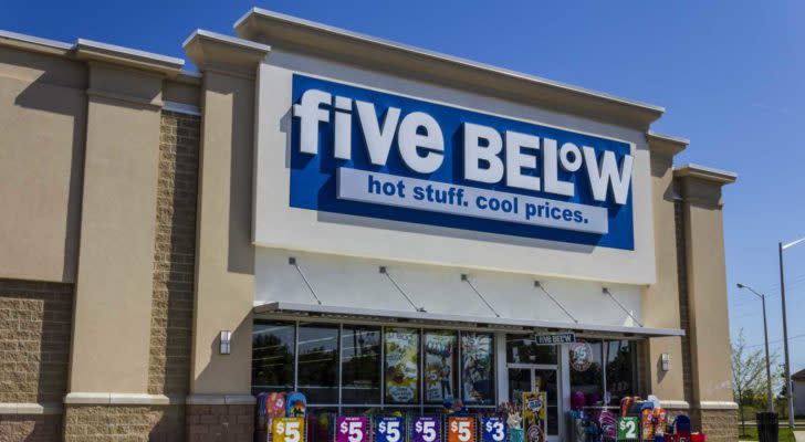 storefront of a five below, FIVE Stock